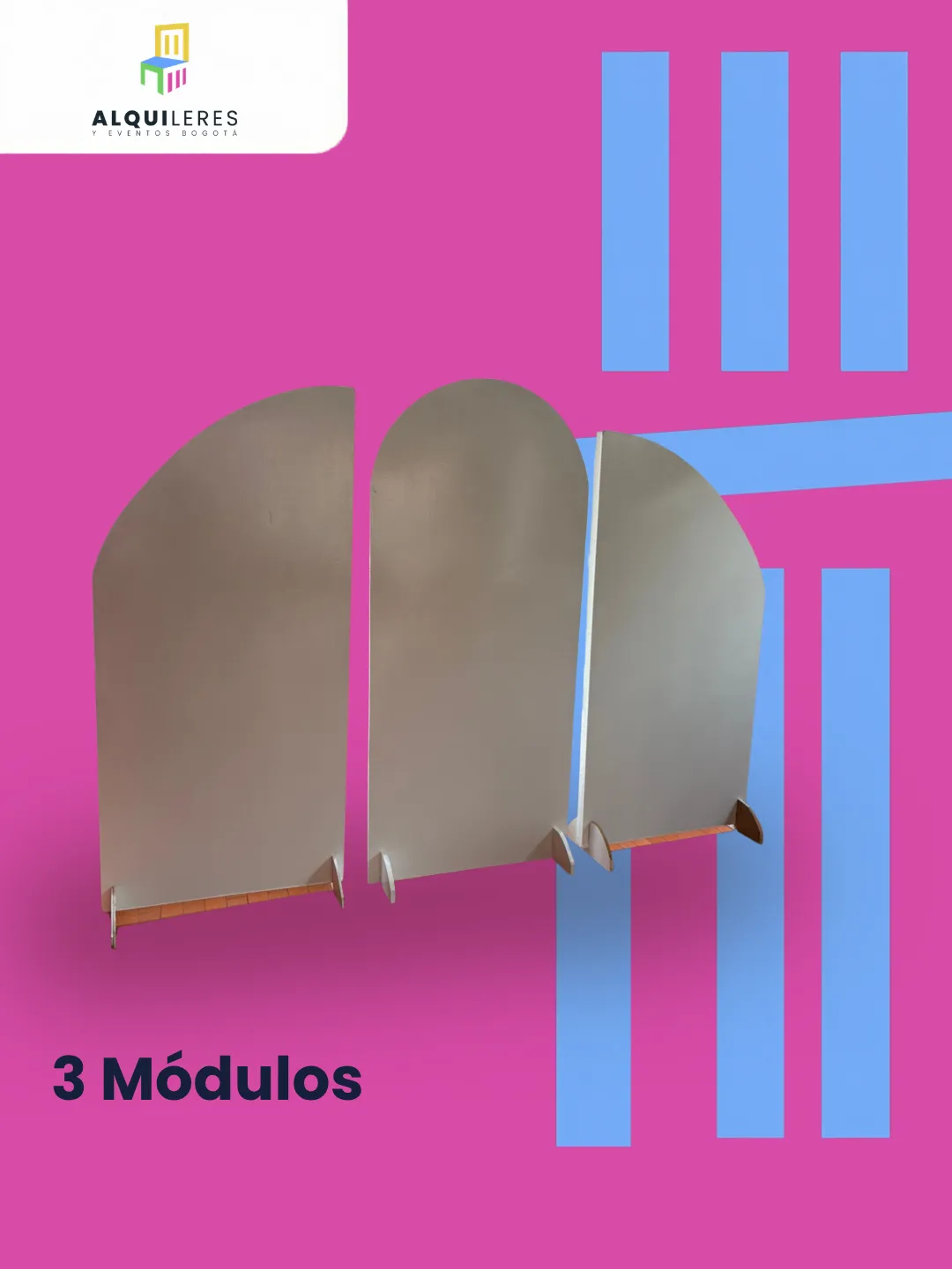 Backing de 3 módulos con terminación en arco en diferentes alturas
