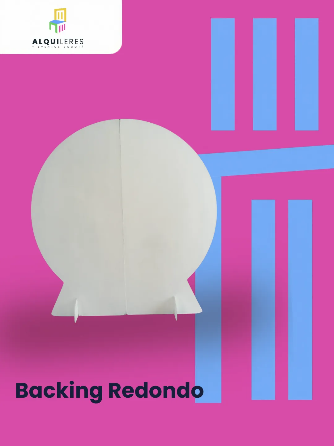 Backing redondo blanco con soportes para personalizar con vinilo o globos