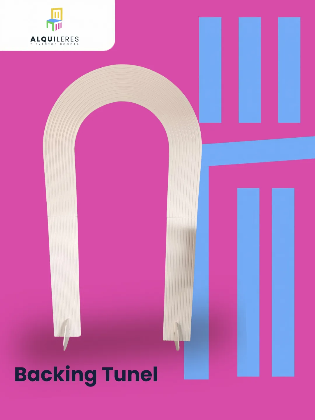 Backing túnel blanco en forma de arco con relieve en franjas