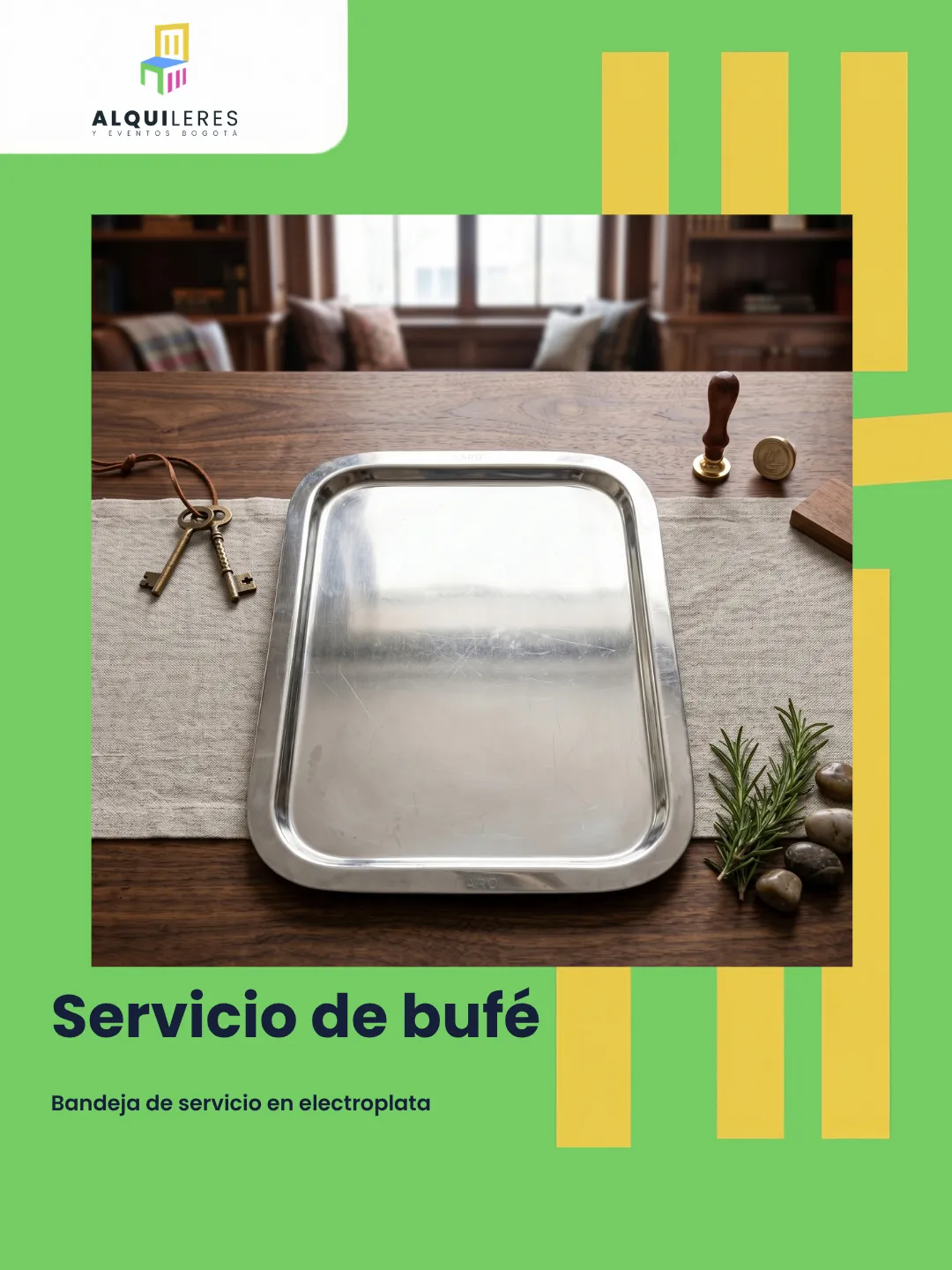 Bandeja rectangular de servicio en electroplata