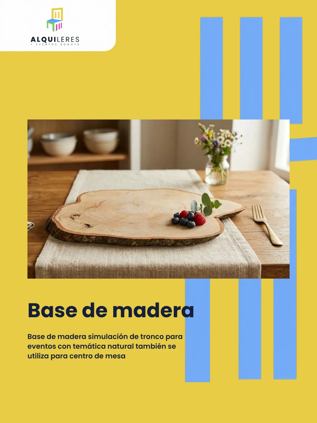 Base de madera tipo tronco para centro de mesa de estilo natural
