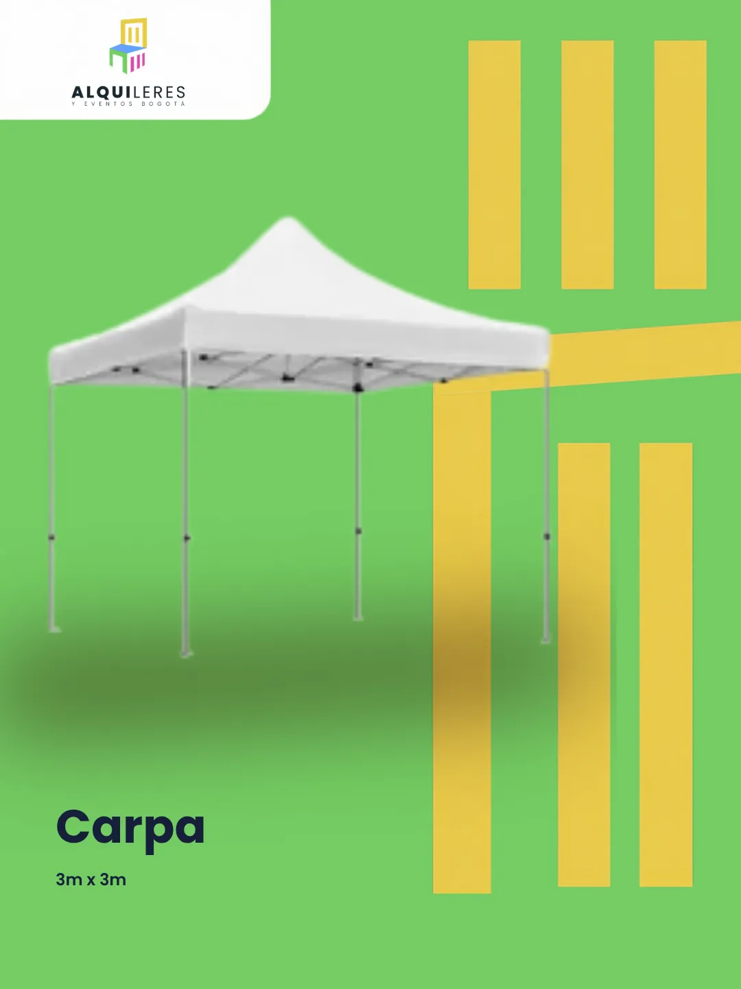 Carpa plegable blanca de 2 × 2 m con laterales desprendibles