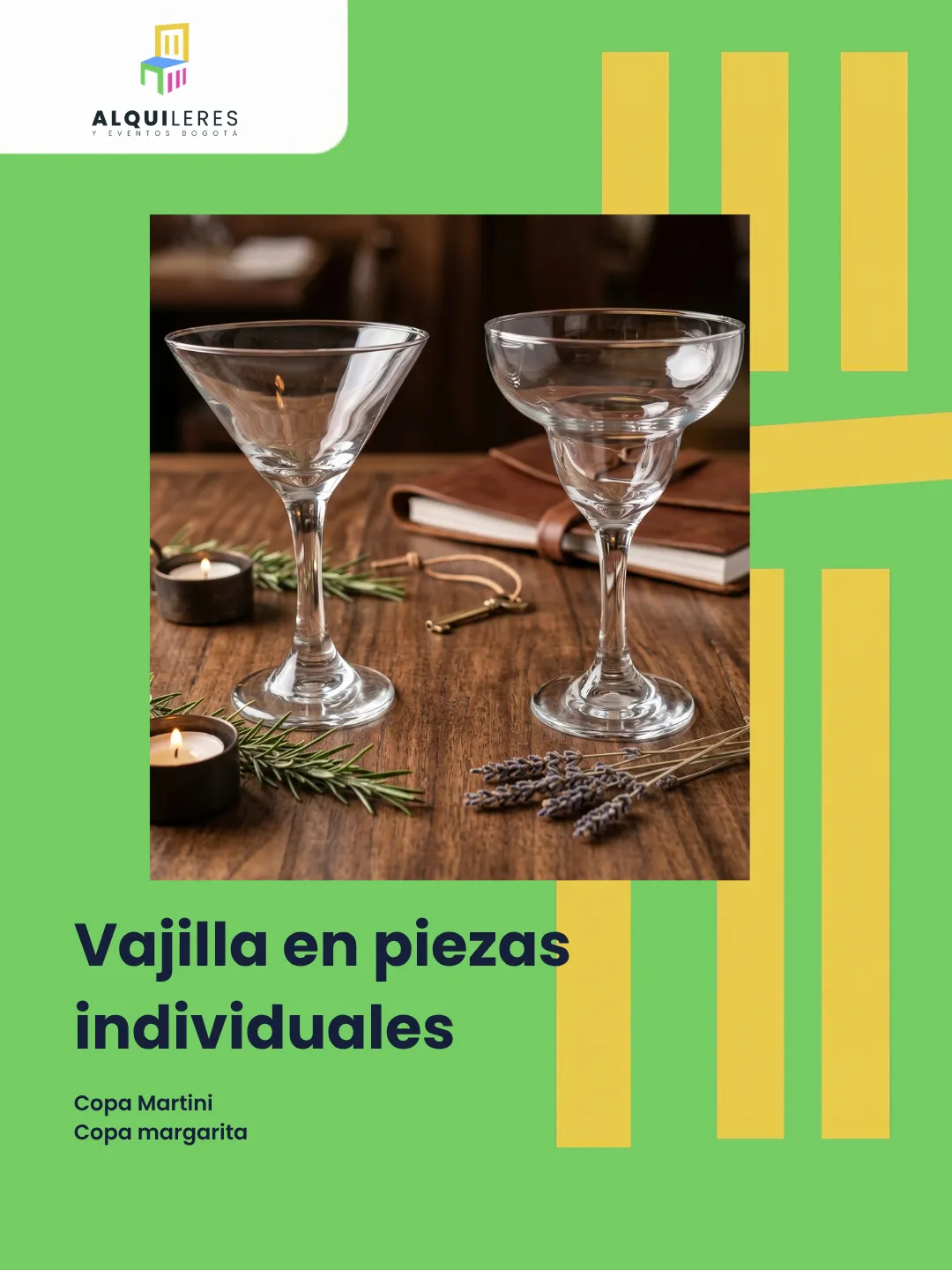 Copa martini y copa margarita para coctelería