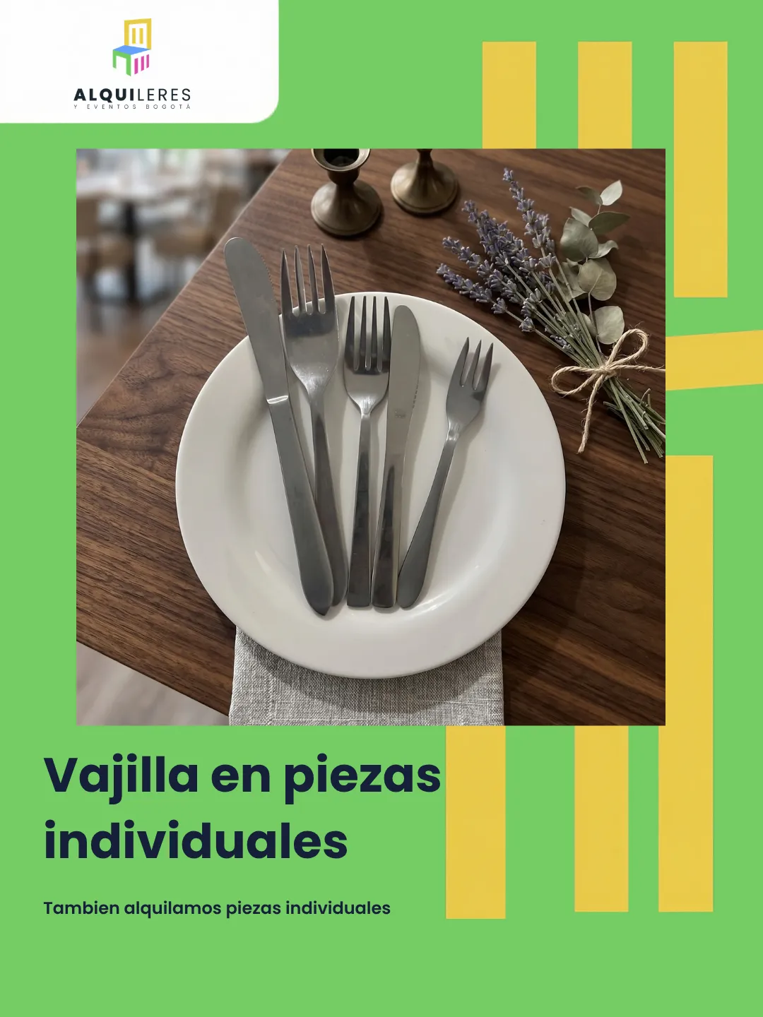 Cuchillos y tenedores en acero sobre plato blanco de cerámica
