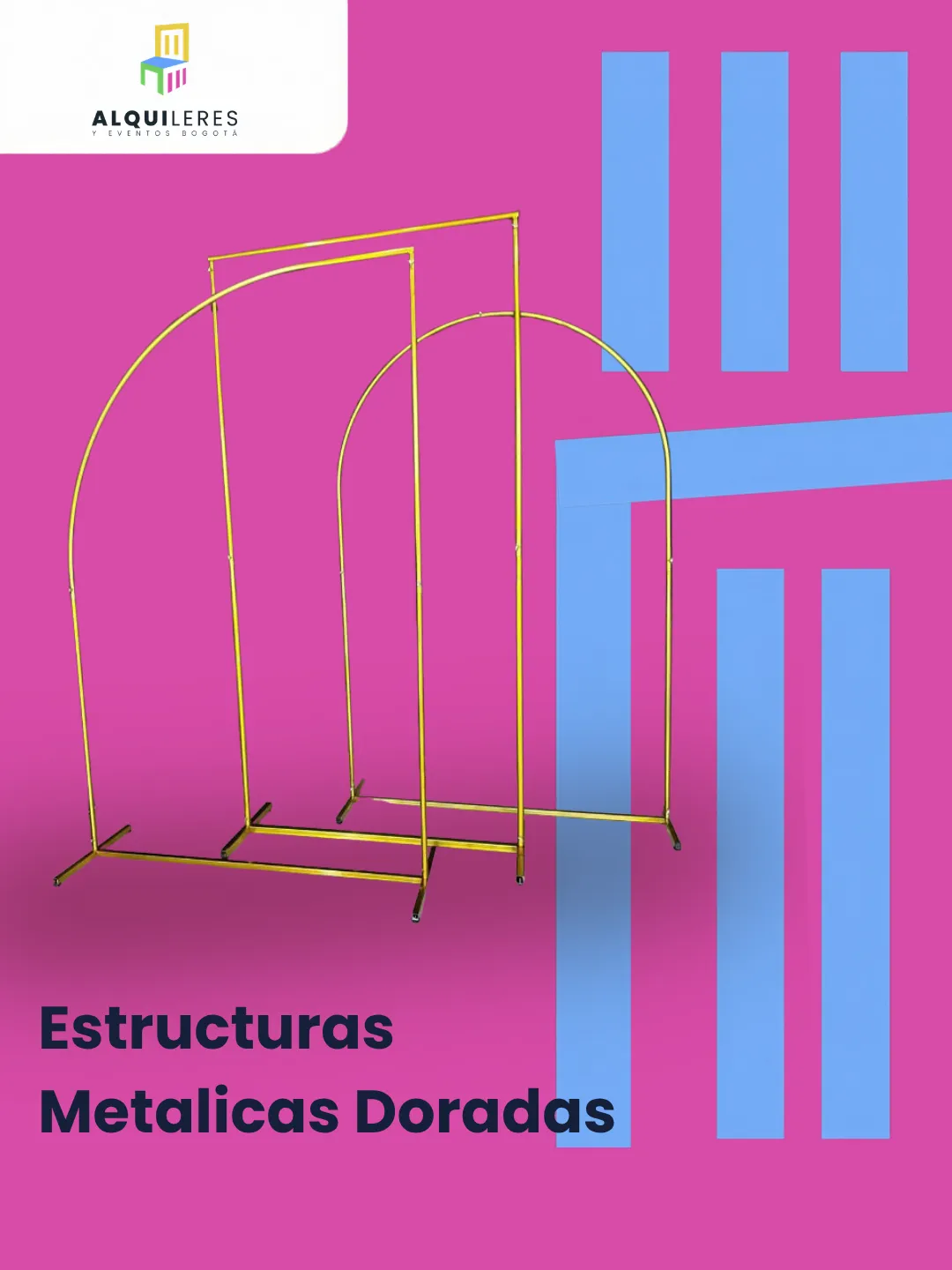 Set de estructuras metálicas doradas en forma de arco para fondos con globos o flores