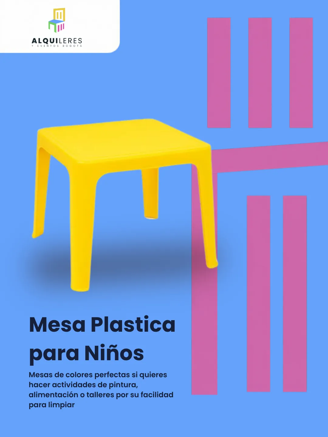 Mesa plástica infantil amarilla para fiestas de niños